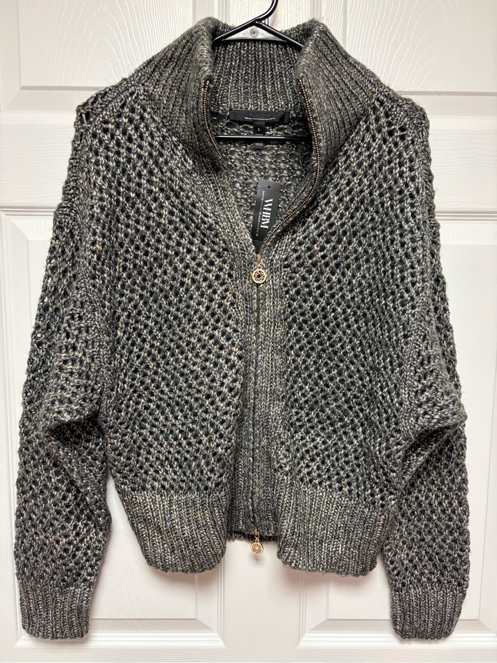 NWT WHBM Open Stitch Zip-Up Cardigan